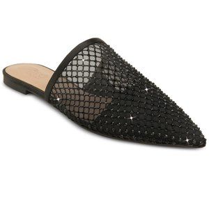 NEW Jewel Badgley Mischka Fraser II Pointed Toe Flat Mule Sandal Black 6.5